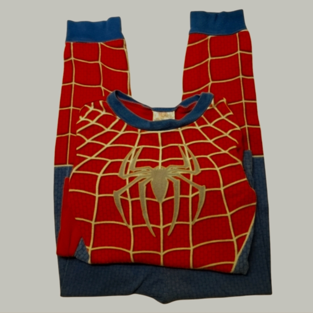 Vtg Spider-Man Shirt/ Pants Pajama Top Bottoms Set Webs